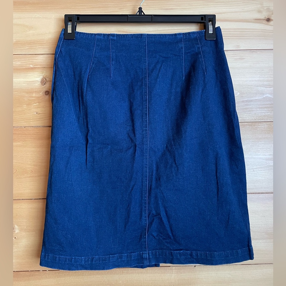 Solid denim pencil skirt
